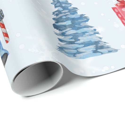 Fun Christmas Blue Red Gnomes Geschenkpapier (Rolleneckpunkt)