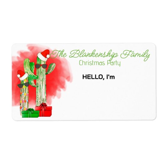 Fun Christmas Cactus Paper Label Tag (Vorne)