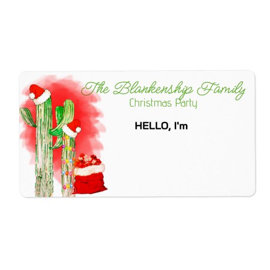 Fun Christmas Cactus Paper Label Tag (Vorne)