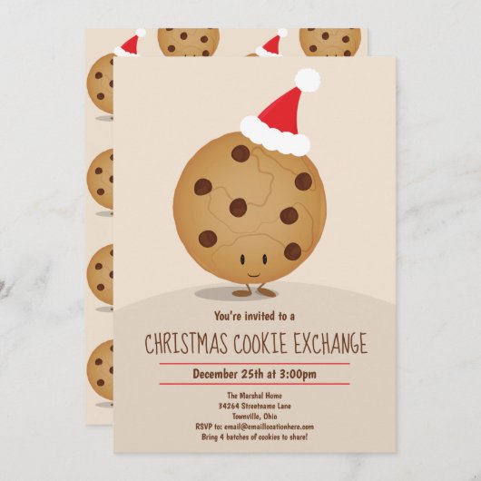 Fun Christmas Cookie Exchange Einladung (Vorne/Hinten)