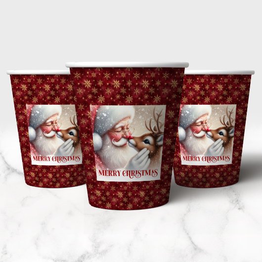 Fun Christmas Cups for Kids Santa and Rudolph Pappbecher