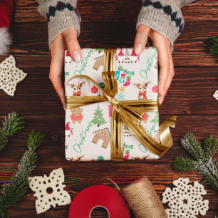 FUN CHRISTMAS FESTIVES JOY GIFT WRAPPING PAPIER GESCHENKPAPIER