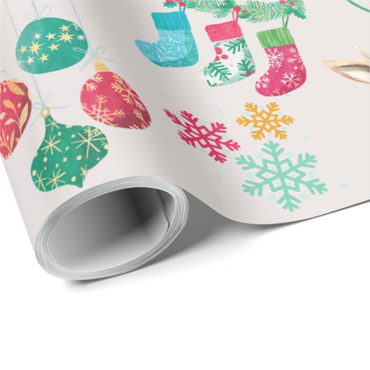 FUN CHRISTMAS FESTIVES JOY GIFT WRAPPING PAPIER GESCHENKPAPIER (Rolleneckpunkt)