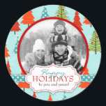 Fun Christmas Foto Sticker 2<br><div class="desc">Farbenfrohe Weihnachtsbäume und 3D-Optik-Tag mit der Koordination der Aqua-Polka Dot-Foto-Aufkleber.</div>