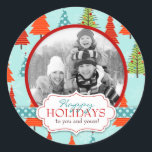 Fun Christmas Foto Sticker 2<br><div class="desc">Farbenfrohe Weihnachtsbäume und 3D-Optik-Tag mit der Koordination der Aqua-Polka Dot-Foto-Aufkleber.</div>