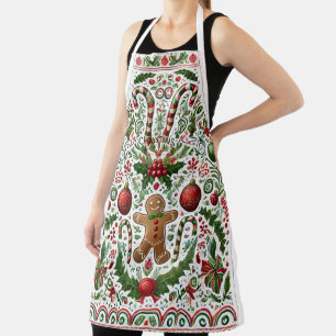 Fun Christmas Gingerbread Man Candy Cane Ornaments Schürze
