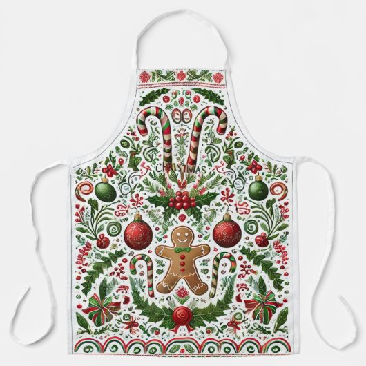Fun Christmas Gingerbread Man Candy Cane Ornaments Schürze (Vorderseite)