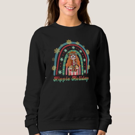 Fun Christmas Have A Hippie Holidays Retro Christm Sweatshirt (Vorderseite)