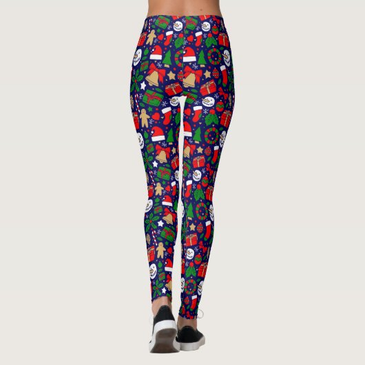 Fun Christmas Icon Muster Leggings (Rückseite)
