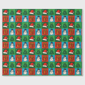 Fun Christmas Icons Wrapping Paper Geschenkpapier (Flach)