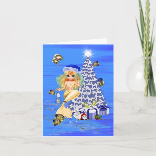 Fun Christmas Mermaid greetings card Karte (Vorderseite)