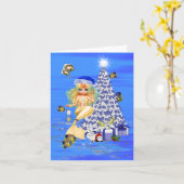 Fun Christmas Mermaid greetings card Karte (Gelbe Blume)