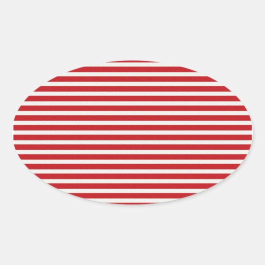 Fun Christmas Nautical Red White Stripes Muster Ovaler Aufkleber (Vorderseite)