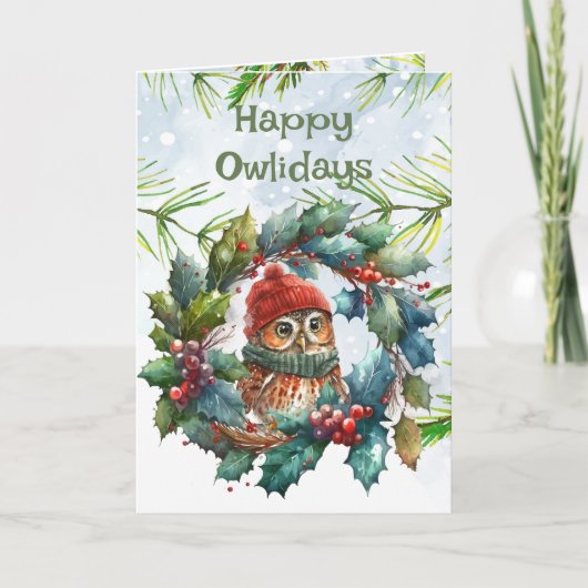 Fun Christmas Owl Tierwelt Natur Karte (Vorderseite)