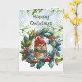 Fun Christmas Owl Tierwelt Natur Karte (Gelbe Blume)