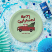 Fun Christmas party plates with red truck and tree Pappteller (Party)