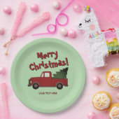 Fun Christmas party plates with red truck and tree Pappteller (Party)
