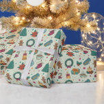 Fun Christmas Pattern Green Trees Weihnachten Geschenkpapier<br><div class="desc">Mit unserem modernen Weihnachtswrapping Paper, einem festlichen Genuss, der mit seinem lebendigen Design das Wesentliche der Urlaubssaison erobert. Dieses Verpackungspapier weist einen lebhaften grünen Hintergrund auf, der mit einem charmanten Muster von superniedlichen Weihnachtselementen geschmückt ist. Weihnachtsbäume, Kränze, Lebkuchenmänner, Glocken, Bonbons, Geschenke und Kerzen tanzen über die Zeitung und schaffen eine...</div>