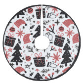 Fun Christmas Pattern Xmas Tree Weihnachtsmannmütz Polyester Weihnachtsbaumdecke (Vorderseite)