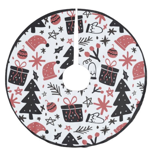 Fun Christmas Pattern Xmas Tree Weihnachtsmannmütz Polyester Weihnachtsbaumdecke (Vorderseite)