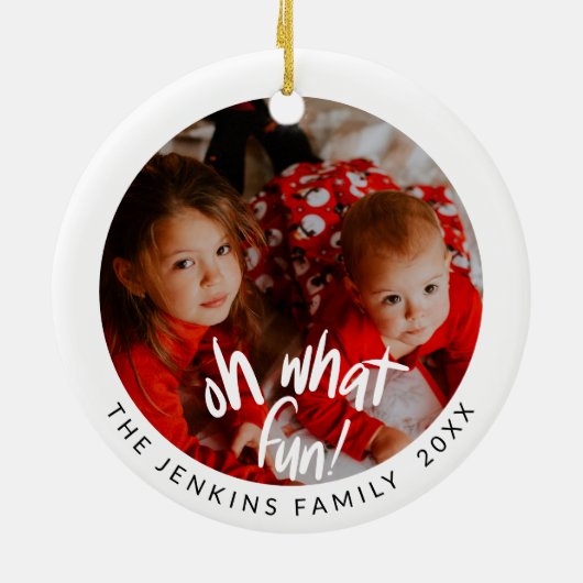 Fun Christmas Photo Keramik Ornament (Hinten)
