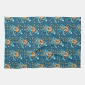 Fun Christmas Pup Muster Holiday Küche Handtücher (Horizontal)