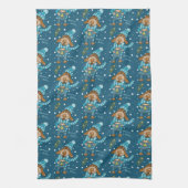 Fun Christmas Pup Muster Holiday Küche Handtücher (Vertikal)