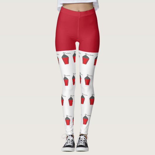 Fun Christmas Red Bryn Mawr Lantern White Leggings (Vorderseite)