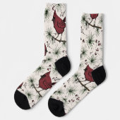 Fun Christmas Red Kardinal Animal Socken (Linkes Detail)