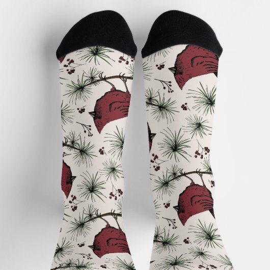 Fun Christmas Red Kardinal Animal Socken (Oben)