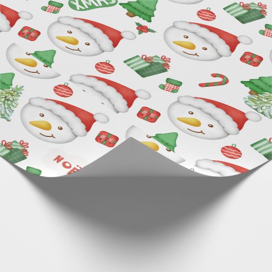 FUN CHRISTMAS SNOWMAN PINE BÄUME UND CANDY CANES GESCHENKPAPIER (Ecke)