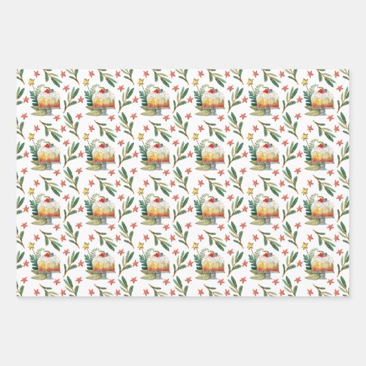 Fun Christmas Süßigkeiten Food Pattern Sortiment Geschenkpapier Set (Vorderseite)