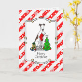 Fun Christmas Tree 2 Greyhound Hund (gebürstet wei Karte (Gelbe Blume)