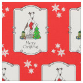 Fun Christmas Tree 2 Greyhound Hund (gebürstet wei Stoff (Nahaufnahme)