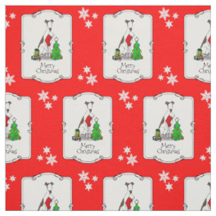 Fun Christmas Tree 2 Greyhound Hund (gebürstet wei Stoff