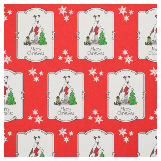Fun Christmas Tree 2 Greyhound Hund (gebürstet wei Stoff (Muster)