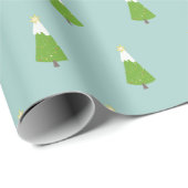 Fun Christmas Tree Pattern - Aqua Green Christmas Geschenkpapier (Rolleneckpunkt)