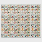 Fun Christmas Tree Pattern Grid Art Geschenkpapier (Flach)