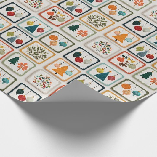 Fun Christmas Tree Pattern Grid Art Geschenkpapier (Ecke)