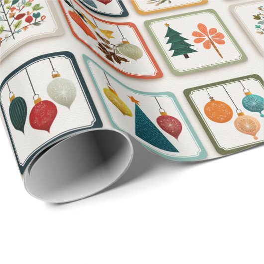 Fun Christmas Tree Pattern Grid Art Geschenkpapier (Rolleneckpunkt)