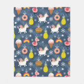 Fun Christmas Unicorns und Flamingos Muster Fleecedecke (Vorderseite)