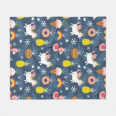 Fun Christmas Unicorns und Flamingos Muster Fleecedecke (Vorderseite (Horizontal))