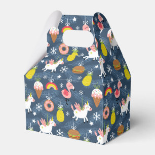Fun Christmas Unicorns und Flamingos Muster Geschenkschachtel