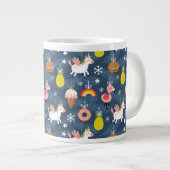 Fun Christmas Unicorns und Flamingos Muster Jumbo-Tasse (Vorderseite Rechts)