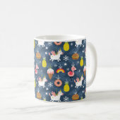 Fun Christmas Unicorns und Flamingos Muster Kaffeetasse (VorderseiteRechts)