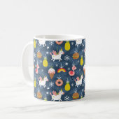 Fun Christmas Unicorns und Flamingos Muster Kaffeetasse (Vorderseite Links)