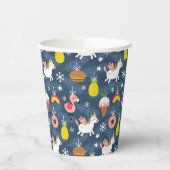 Fun Christmas Unicorns und Flamingos Muster Pappbecher (Links)