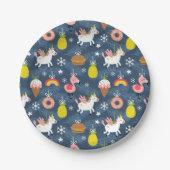 Fun Christmas Unicorns und Flamingos Muster Pappteller (Vorderseite)