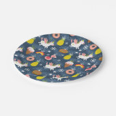 Fun Christmas Unicorns und Flamingos Muster Pappteller (Schrägansicht)
