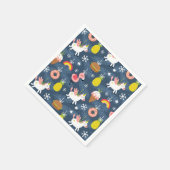 Fun Christmas Unicorns und Flamingos Muster Serviette (Ecke)